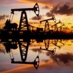 oil pumps at sunset